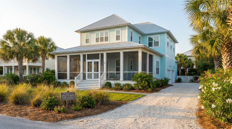 vacation rental landscaping in 30A — guest-ready property exterior maintained by Salty Air
