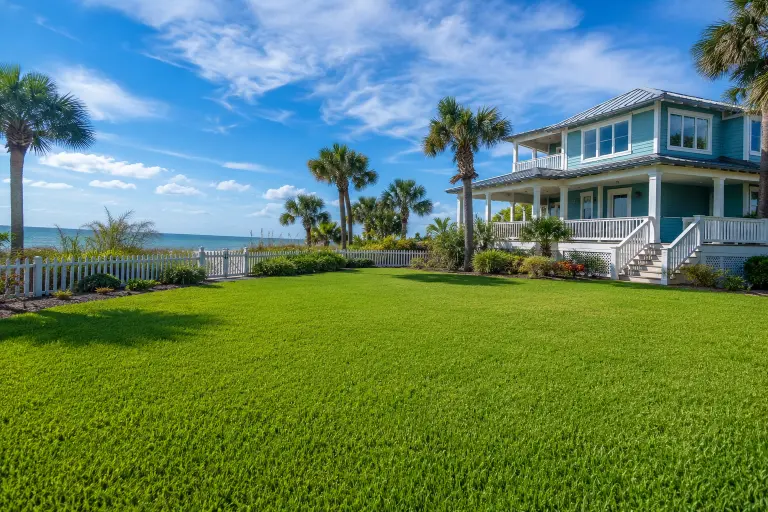 Healthy St. Augustine grass at a coastal 30A Florida home — expert lawn care in 30A Florida